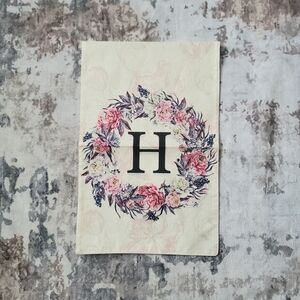 Floral Monogram H Tea Towel